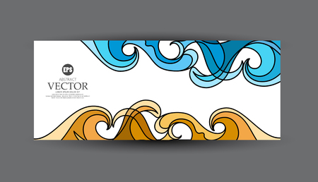 Vector abstract illustration. Business card with blue and sand wave on a white background. Element for design, brochure design, corporate identityのイラスト素材