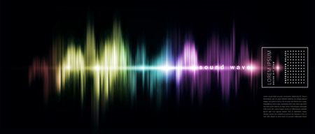 vector abstract background with a colored sound wave on a black background. Element for design, template, bannerのイラスト素材