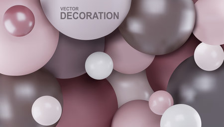 Vector abstract background with 3d spheres. Balls are pastel color. Modern element for design,...