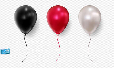 Set of realistic vector balloons isolated on light background. Red. White. The black. Element for design.のイラスト素材