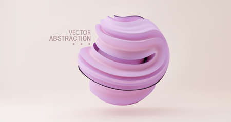 Abstract, three-dimensional shape in pastel colors isolated on a light background. Vector 3d illustration.のイラスト素材