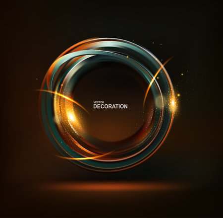 Bright shiny circle, on a dark background. Vector illustration. Template for designのイラスト素材