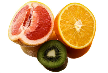 Fresh fruits on Mirror Surfaceの写真素材