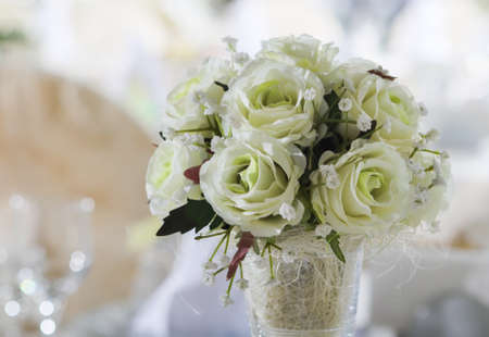 Bridal bouquet made from white rosesの写真素材