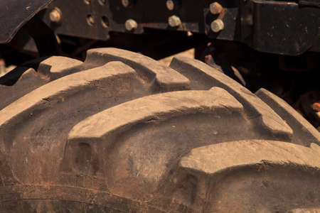 closeup grey tractor wheel tireの写真素材