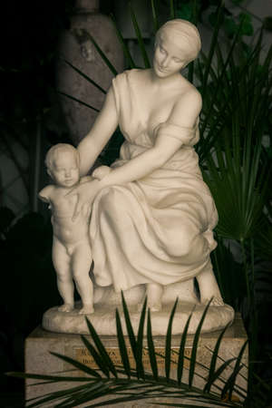 Crimea Vorontsov palace old-aged white marble Greek mythological goddess with kid sculpture closeupのeditorial素材