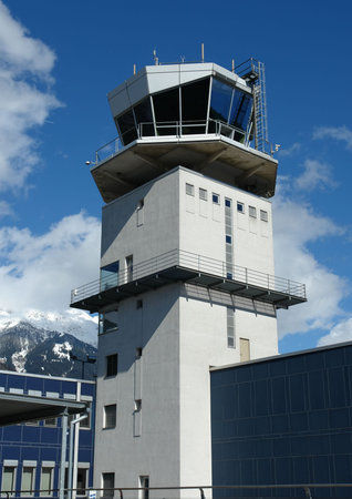 An aerodrome flying control tower   の写真素材