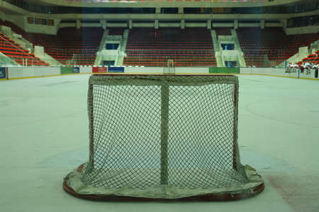 The empty ice hockey goalの写真素材