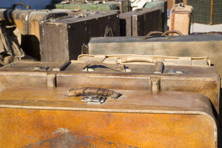Row of old fashioned suitcases  2の写真素材