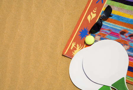 Beach accessories on the sand  の写真素材