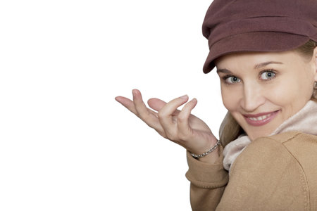 Portrait of attractive blond woman over whiteの写真素材