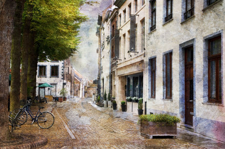 Streets of Maastricht, Netherlands. Made in artistic vintage styleの写真素材
