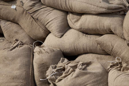 Closeup abstract background image of burlap bags の写真素材
