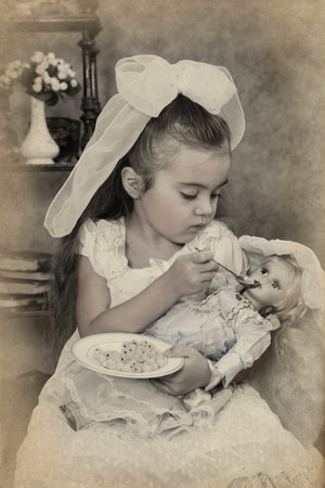 Little girl portrait. Intentional 1900's style post processing emulation.
