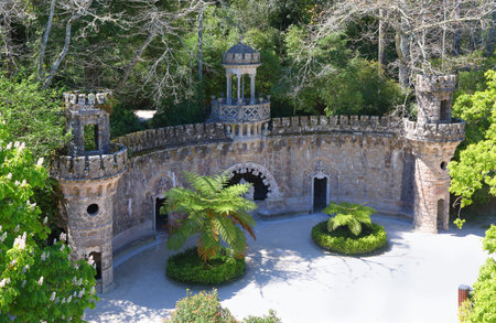 SINTRA - APRIL 07: Portal of the Guardians in the Quinta da Regaleira park in the municipality of Sintra, Portugal. April 07, 2017 in Sintra, Portugalのeditorial素材