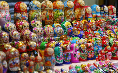 Full frame background of colorful Russian dollsの写真素材