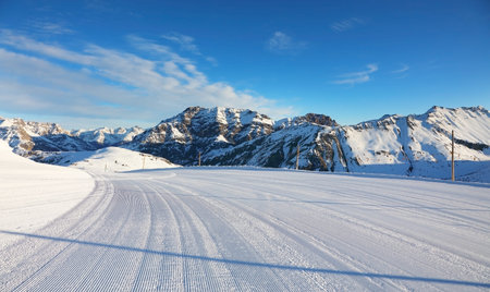 Empty ski slope in the Italian Alps, Livigno