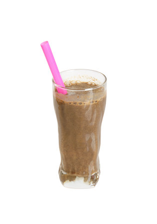 Glass of fresh vegetable smoothie juice isolated on a white backgroundの写真素材