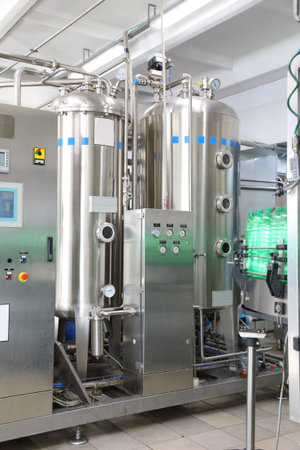 Modern automatic treatment and filtration of drinking water system. Plant or factory for production...