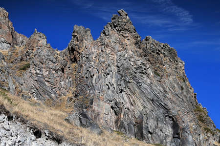 Caucasus Mountains near Elbrus on a sunny autumn day, Russiaの写真素材