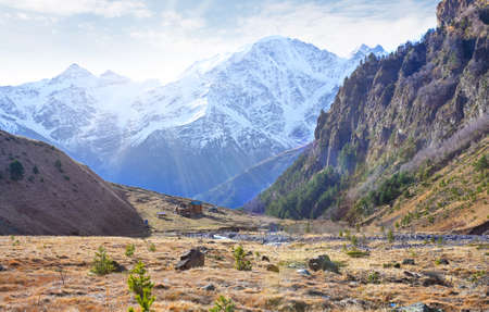 Stunning landscape of the Caucasus Mountains in the Elbrus region, Russiaの写真素材