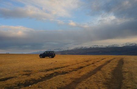 High altitude areas of the Elbrus region in the Caucasus Mountains, Russiaの写真素材