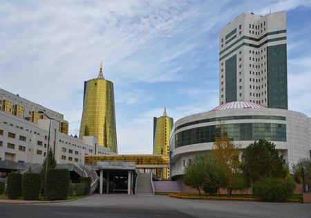 Urban landscape with modern buildings in Astana (Nur Sultan), the capital of Kazakhstanの写真素材