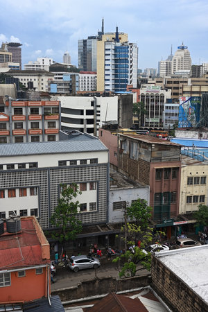 NAIROBI DOWNTOWN, KENYA - NOVEMBER 12, 2022: View from the roof of the central district of Nairobi. Kenya, Africaのeditorial素材