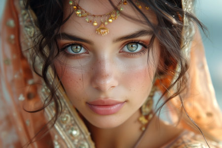 Portrait of a beautiful Indian girl of twenty years old. Generative Aiの素材