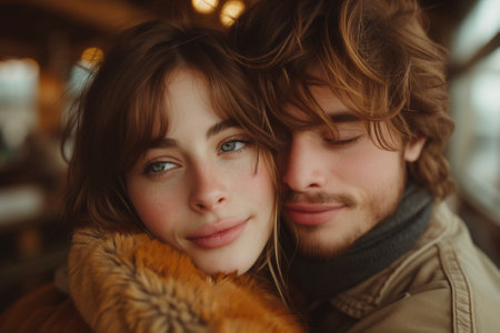 Amazing couple portrait two lovers spending time together.  AI-generated itemの素材