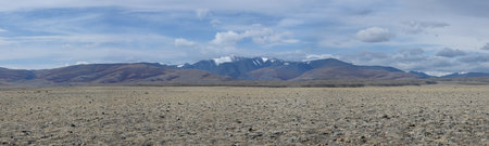 Panoramic landscape of the North Chuisky ridge in the Altay Mountains, Russiaの写真素材