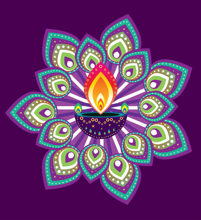 diwali candle lightのイラスト素材