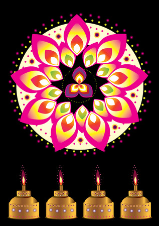 diwali candle lightのイラスト素材
