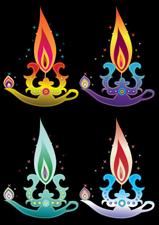 diwali candle lightのイラスト素材