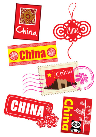 China Icon label setのイラスト素材