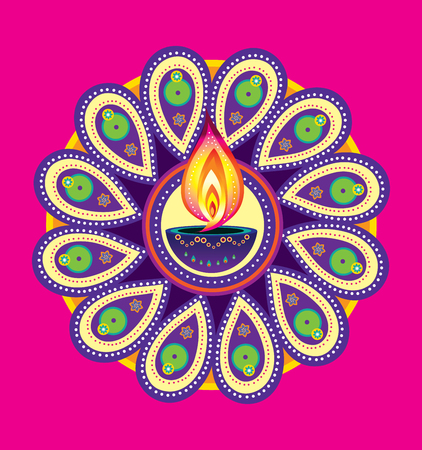 Diwali candle light, indian new year elementのイラスト素材