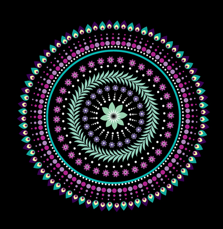 seamless vintage round circle patternのイラスト素材