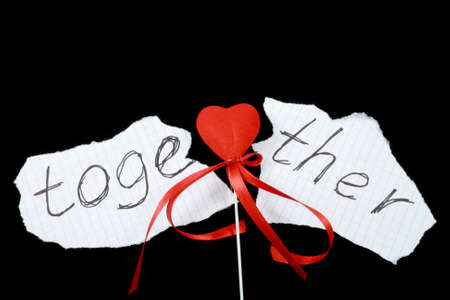 together with red heartの写真素材