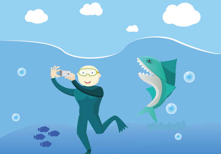 Extreme selfie illustrationのイラスト素材