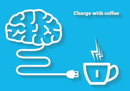 Charge your mind with coffee conceptのイラスト素材