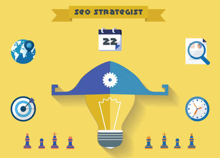 Search optimization strategy flat design. Modern flat design search engine optimization illustrationのイラスト素材
