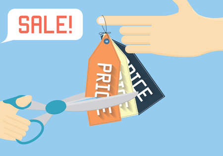 Sale off vector illustration. Cutting price flat illustration.のイラスト素材