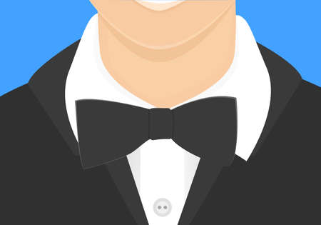 Bow tie close up illustration.Mans classical suit close up illustration.のイラスト素材