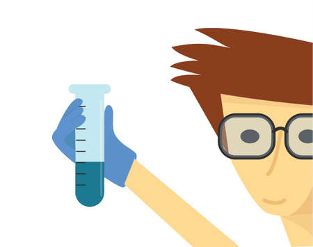 Scientist with flask. Research illustration.のイラスト素材