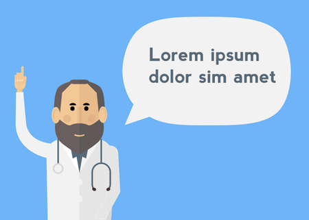 White male doctor with beard talking to patientのイラスト素材
