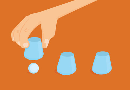Shell game. Tricks conceptual illustration