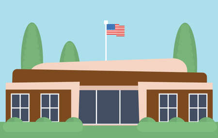 American high school building illustrationのイラスト素材