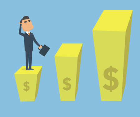 Businessman is thinking about business and revenue growthのイラスト素材