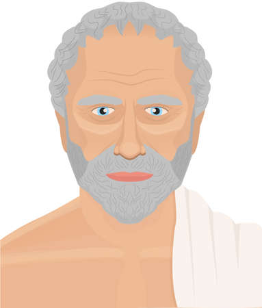 Greek philosopher vector portrait. Ancient man illustrationのイラスト素材