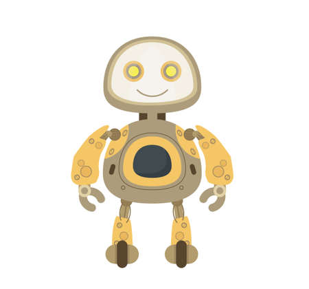 Smiling golden robot vector. Boy android vector.のイラスト素材